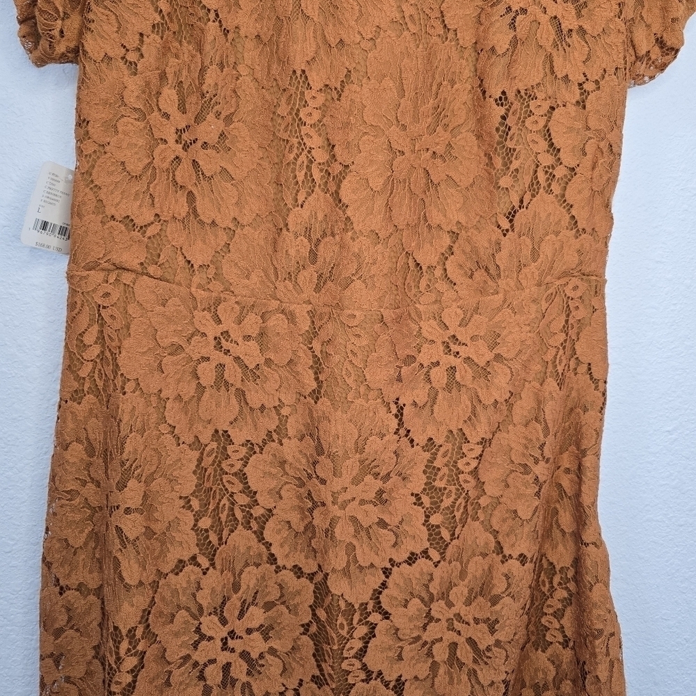 Free People Hailee Lace Mini Dress  Romantic Party Puff Sleeve Open Back Size L - Picture 5 of 16